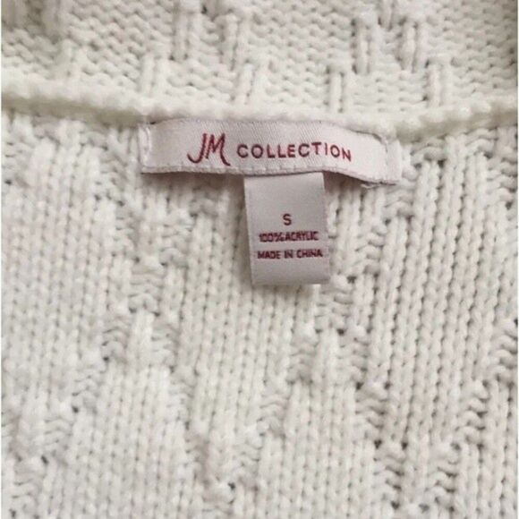 JM COLLECTION Women Small Cream One Snap Front Cardigan Knit Sweater NWOT - Picture 2 of 11